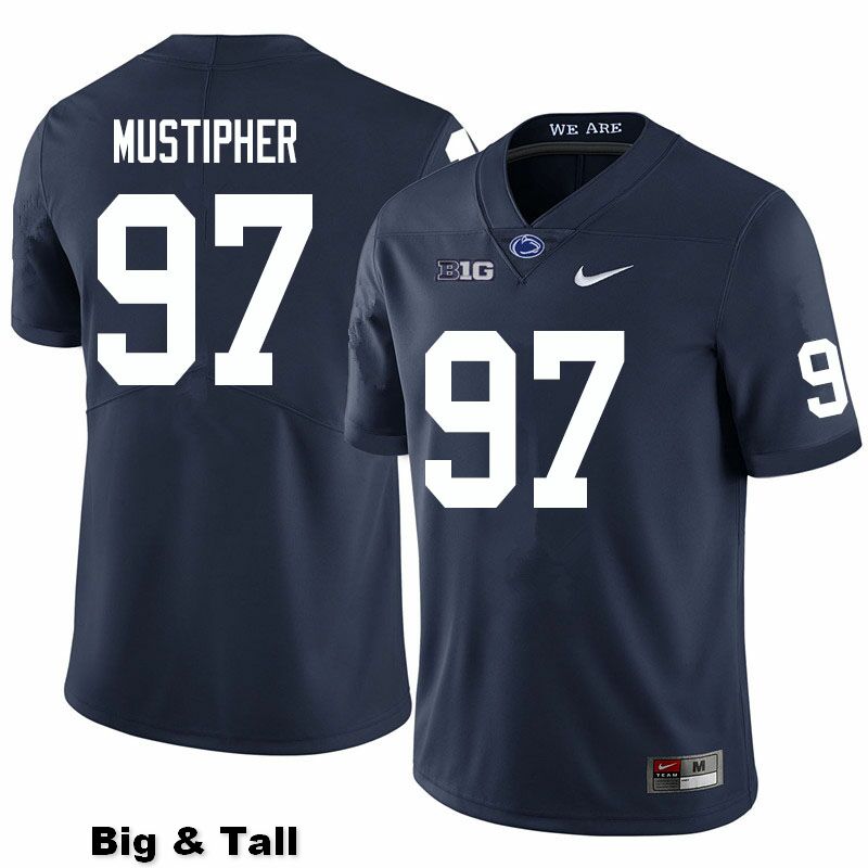 NCAA Nike Men's Penn State Nittany Lions PJ Mustipher #97 College Football Authentic Big & Tall Navy Stitched Jersey HZM5498JO